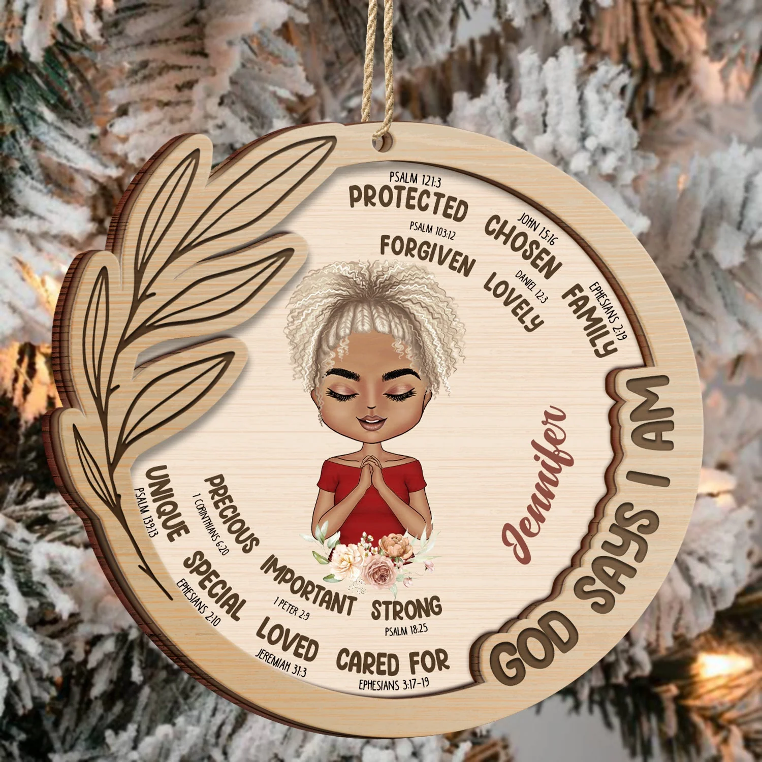 God Says That I Am - Christmas Gift For Women - Personalized 2-Layered Wooden Ornament - Image 3