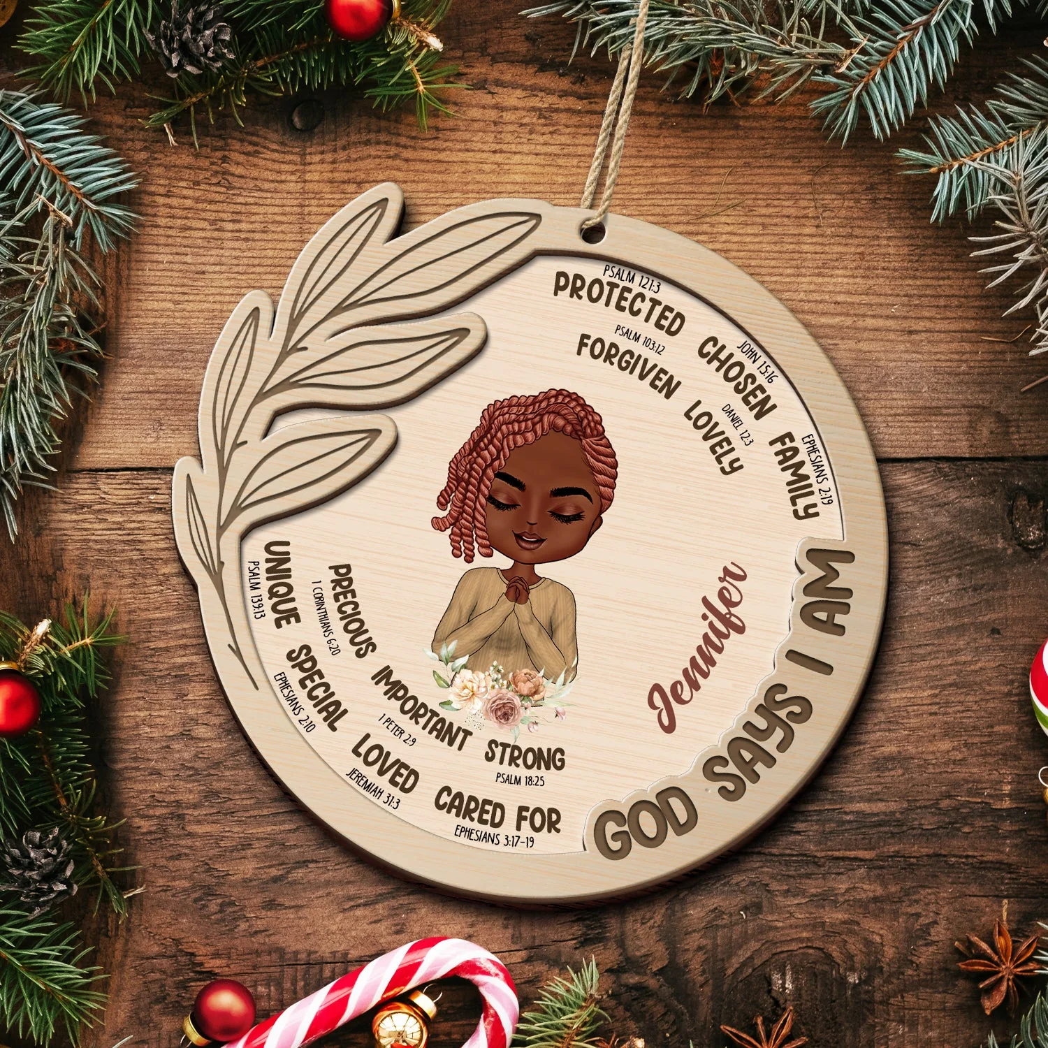 God Says That I Am - Christmas Gift For Women - Personalized 2-Layered Wooden Ornament - Image 5
