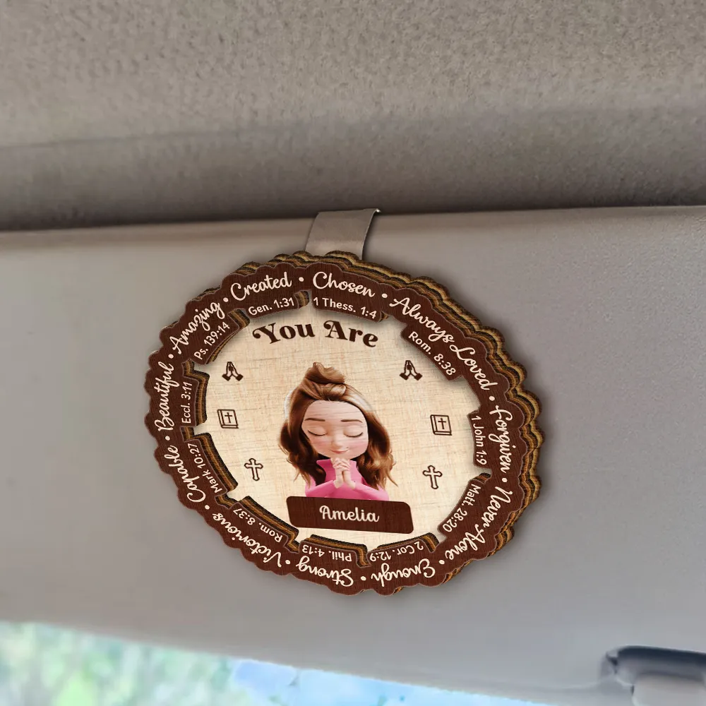 God Says You Are Bible Affirmations - Personalized Custom Shaped Car Visor Clip - Image 2