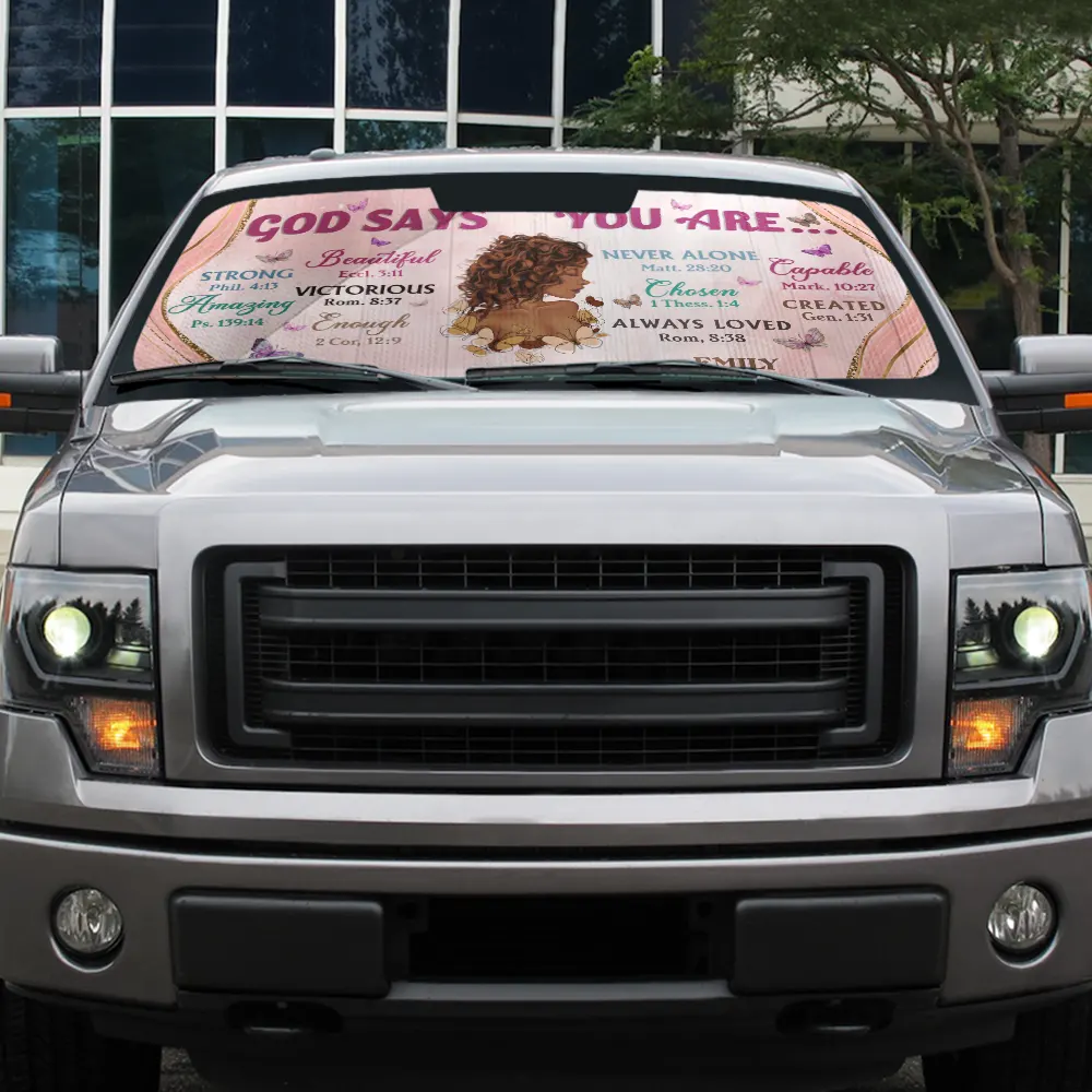 God Says You Are Girl Motivational You Are Beautiful - Personalized Auto Sunshade - Image 5