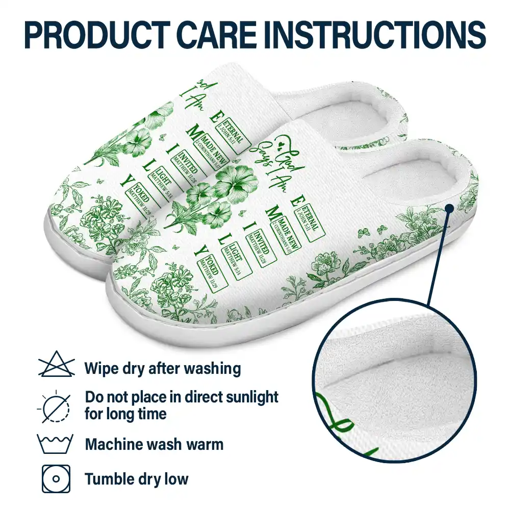 God Says You Are Toile Style - Personalized Fluffy Slippers - Image 6