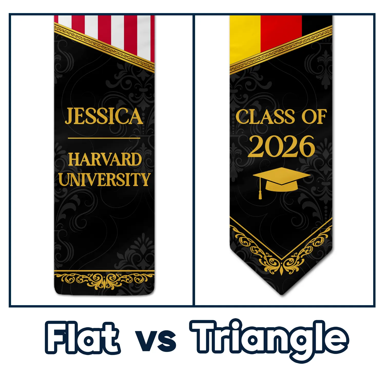 Golden Pattern Congrats Graduation - Personalized Stoles - Image 4