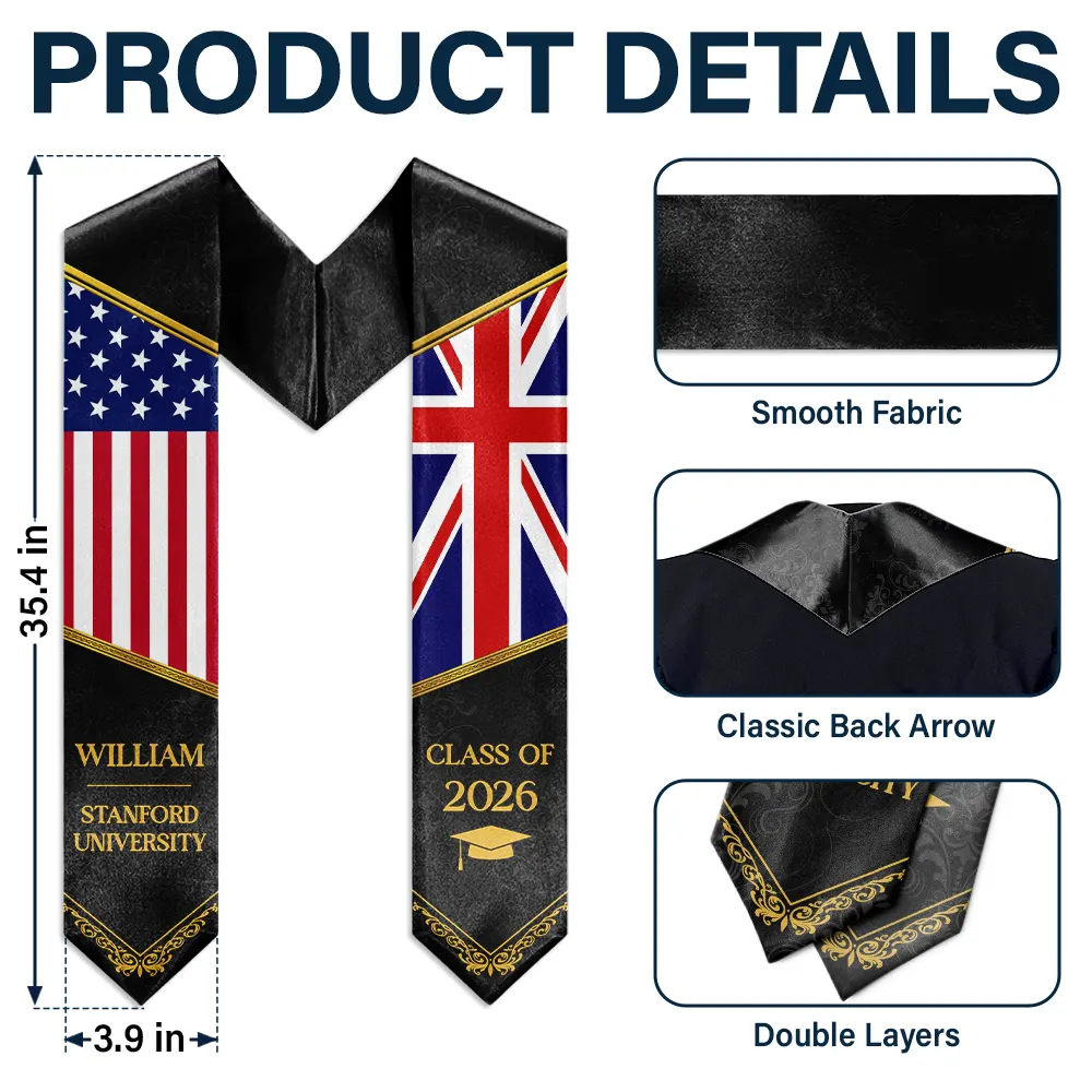 Golden Pattern Congrats Graduation - Personalized Stoles - Image 5