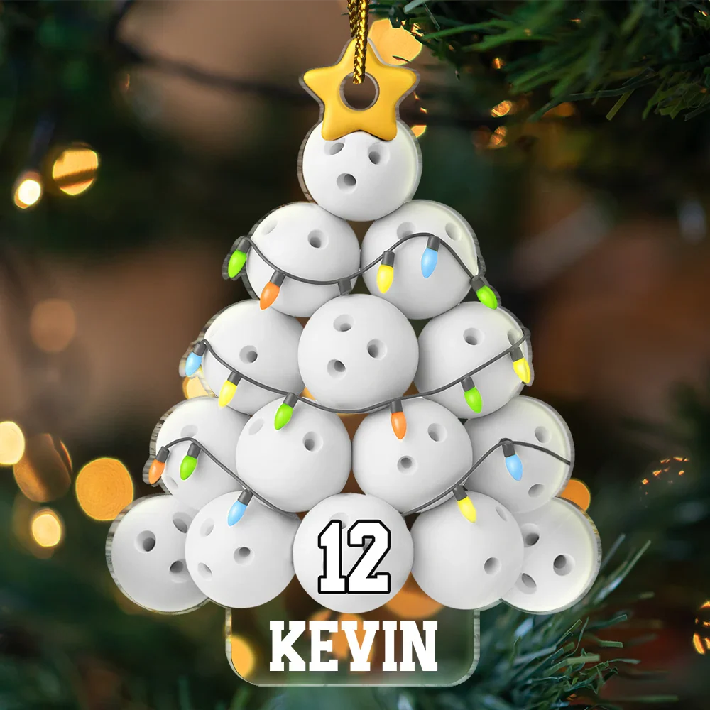 Golf Ball Christmas Tree - Personalized Custom Shaped Acrylic Ornament - Image 3