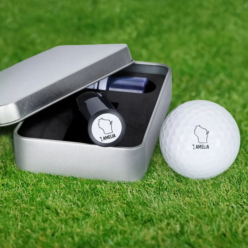 Golf Makes Me Happy - Personalized Golf Ball Stamp With Metal Storage Box - Image 4