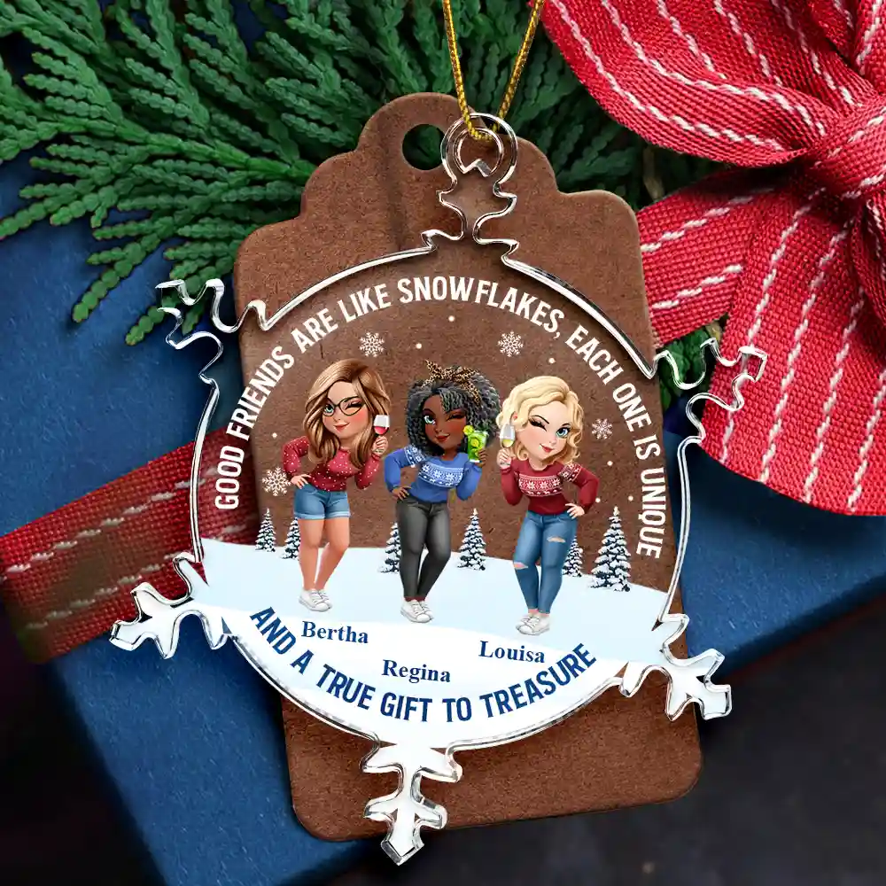 Good Friends Are Like Snowflakes - Personalized Snowflakes Shaped Glass Ornament - Image 5