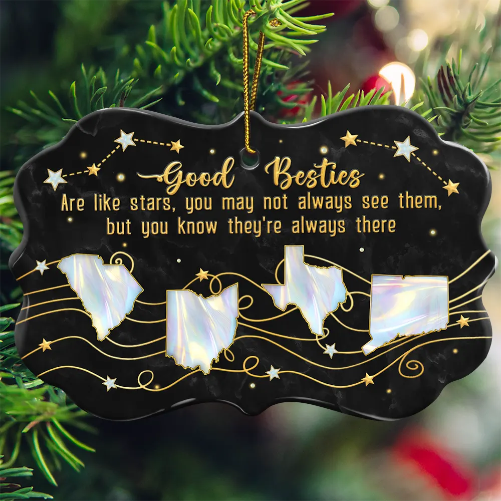 Good Friends Are Like Stars 3D Nacre Effect - Personalized Medallion Ceramic Ornament - Image 3