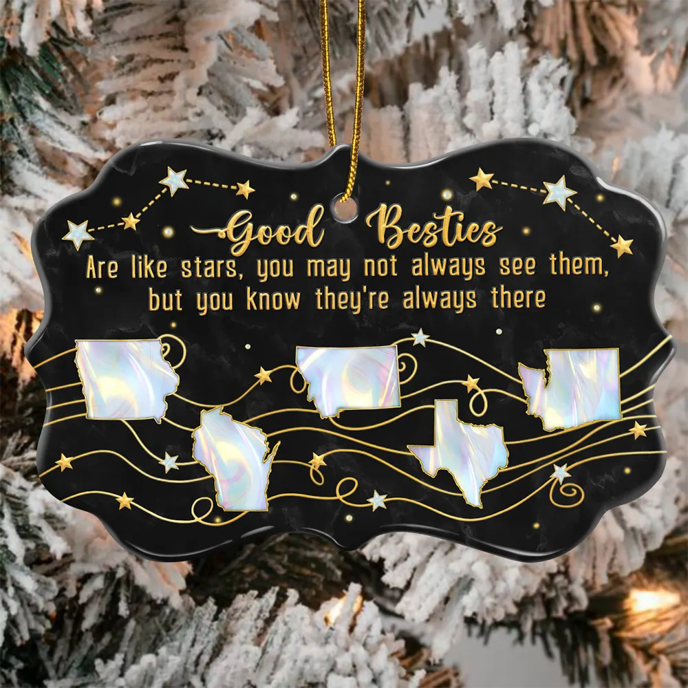 Good Friends Are Like Stars 3D Nacre Effect - Personalized Medallion Ceramic Ornament - Image 4