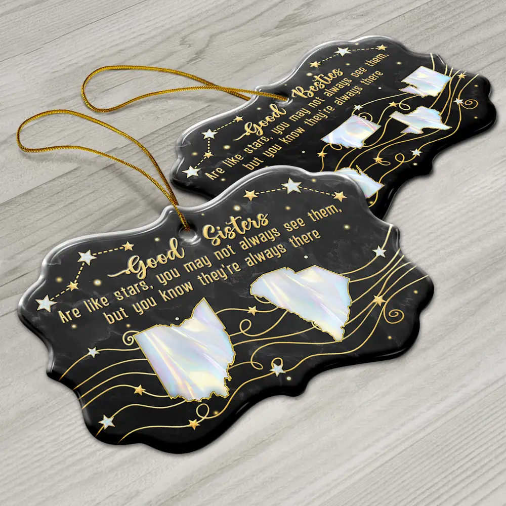 Good Friends Are Like Stars 3D Nacre Effect - Personalized Medallion Ceramic Ornament - Image 6