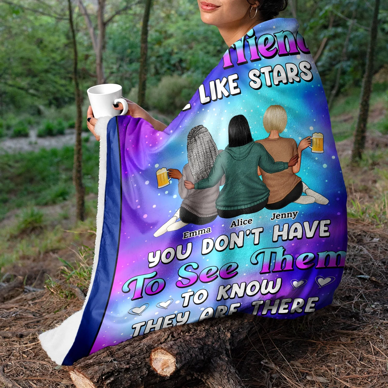 Good Friends Are Like Stars - Loving Gifts For Besties, Best Friends - Personalized Fleece Blanket - Image 3