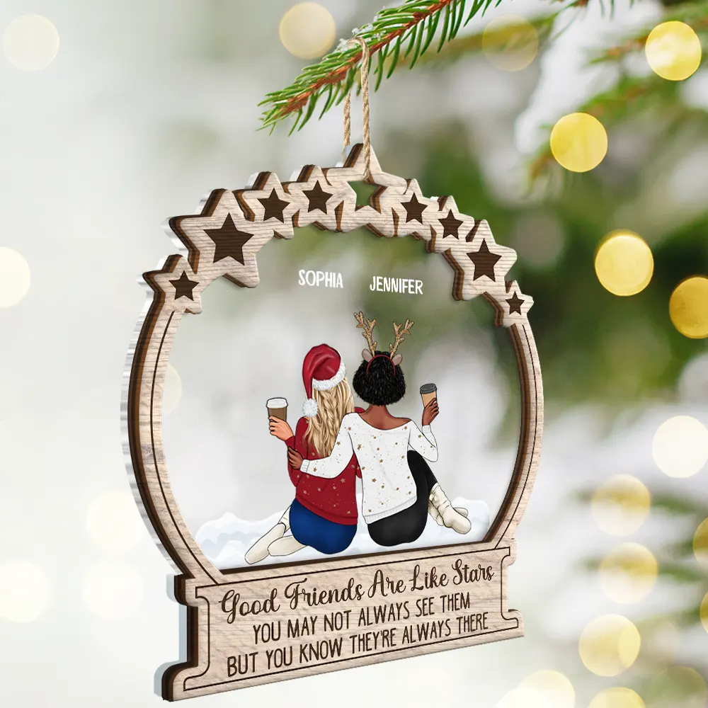 Good Friends Are Like Stars - Personalized 2-Layered Mix Ornament - Image 2