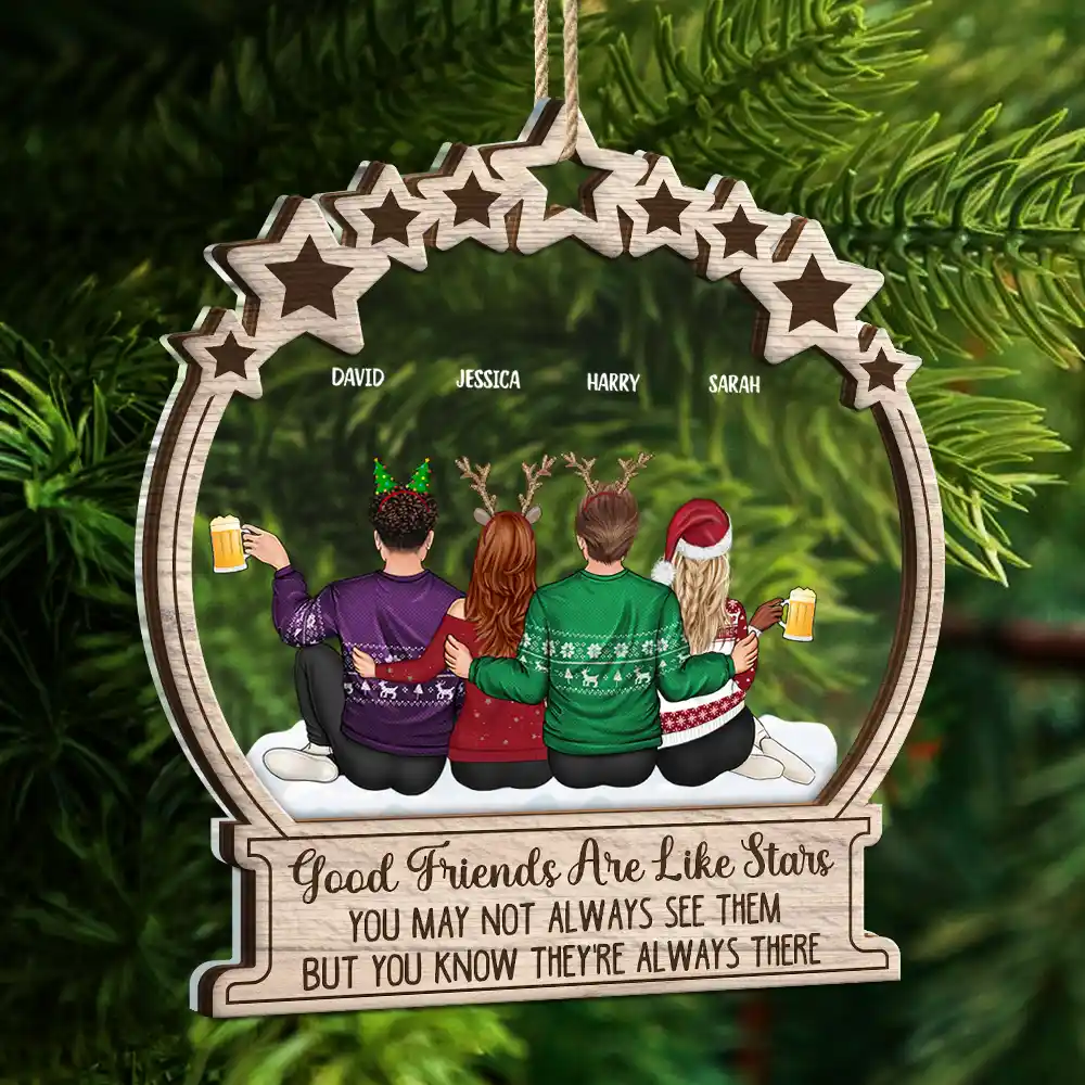 Good Friends Are Like Stars - Personalized 2-Layered Mix Ornament - Image 5