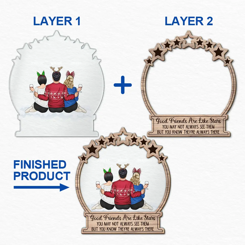 Good Friends Are Like Stars - Personalized 2-Layered Mix Ornament - Image 6