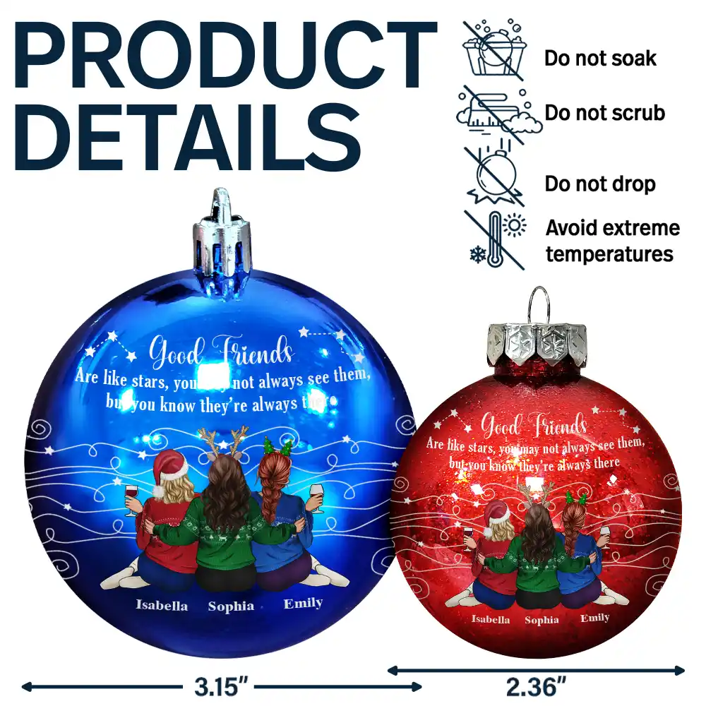 Good Friends Are Like Stars - Personalized Ball Ornament - Image 7