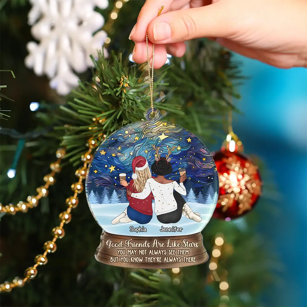 Good Friends Are Like Stars - Personalized Custom Shaped Acrylic Ornament - Image 4