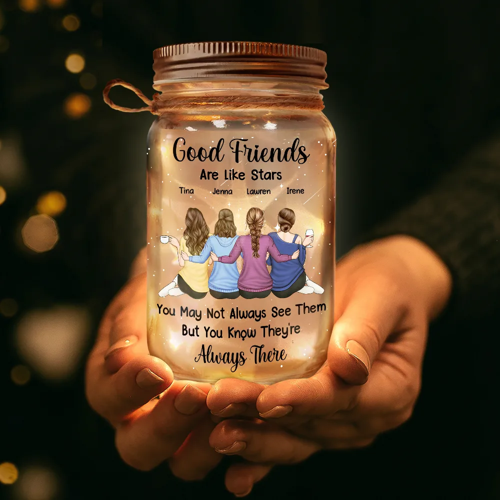 Good Friends Are Like Stars - Personalized Mason Jar Light - Image 3