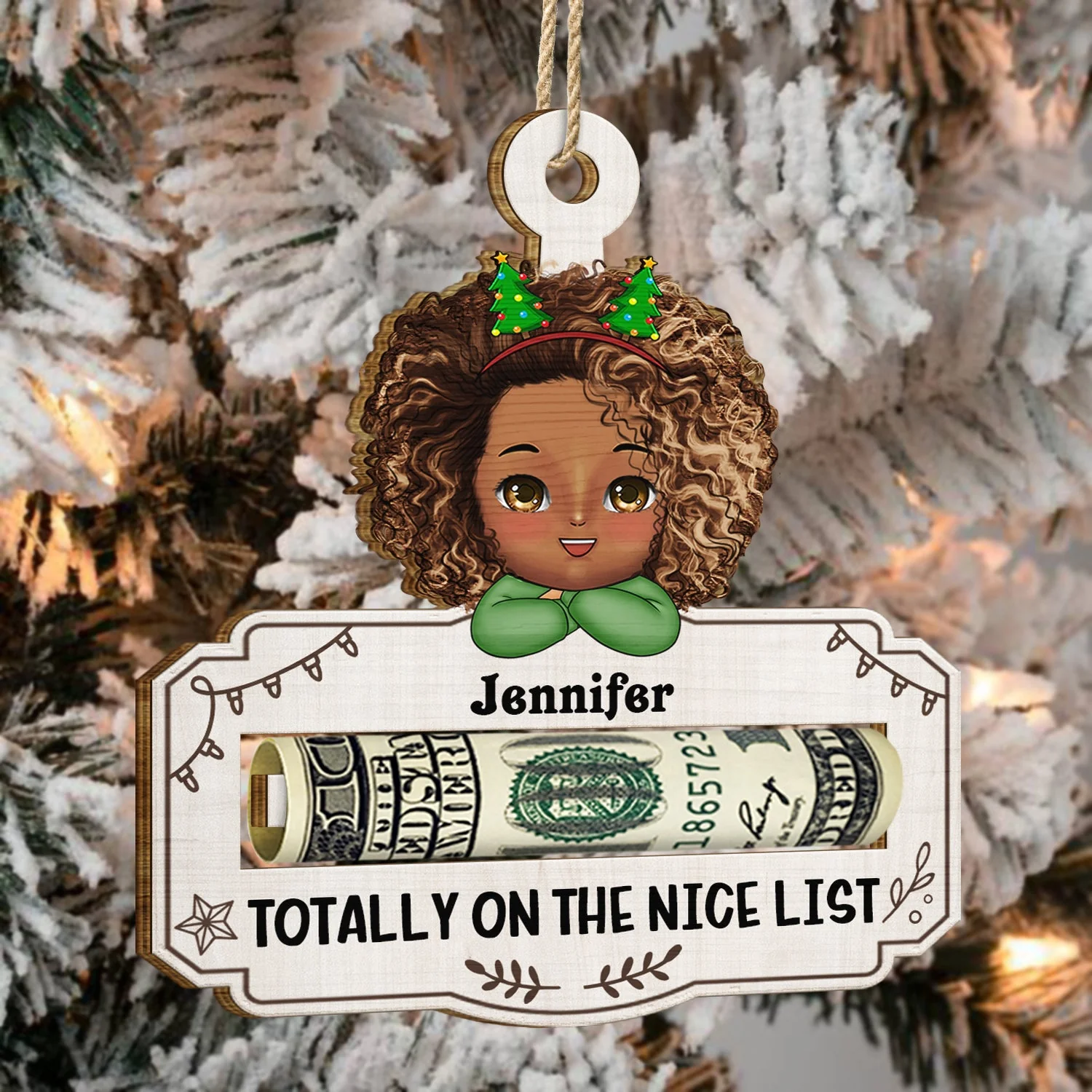Good Mix Of Both - Christmas Gift For Kids - Personalized Wooden Cutout Ornament, Money Holder Ornament - Image 4