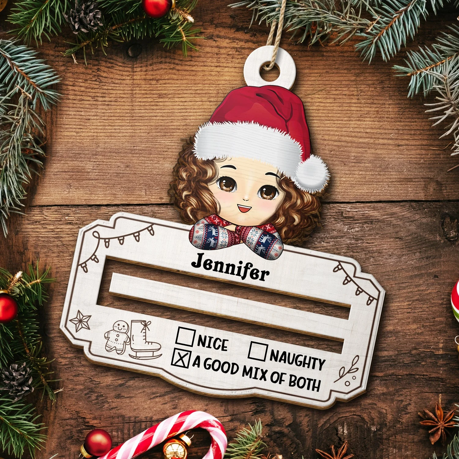 Good Mix Of Both - Christmas Gift For Kids - Personalized Wooden Cutout Ornament, Money Holder Ornament - Image 5