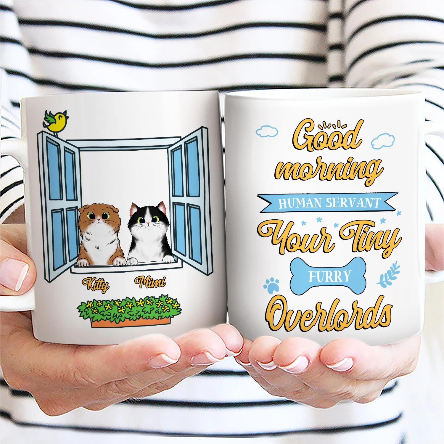 Good Morning Human Servant - Gift For Pet Lover - Personalized Custom White Edge-to-Edge Mug - Image 2