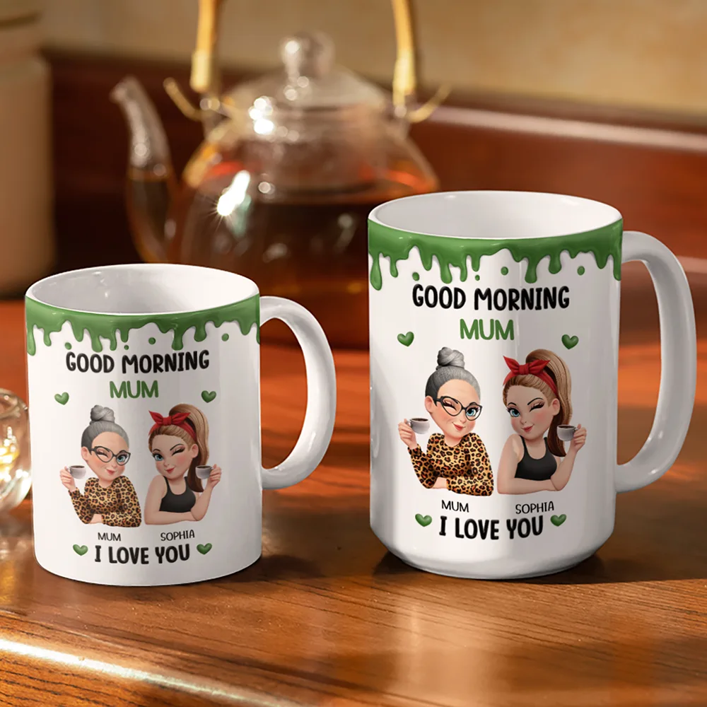 Good Morning Mom I Love You - Personalized White Edge-to-Edge Mug - Image 3