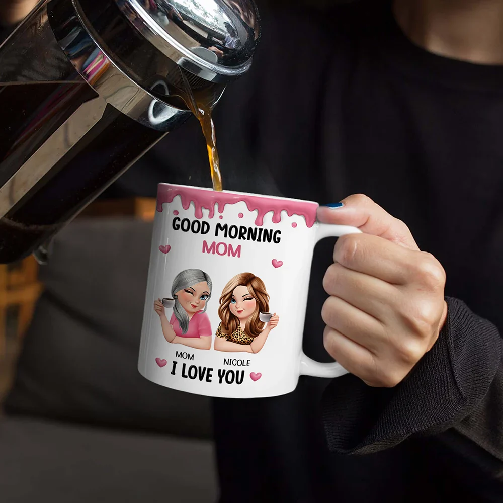 Good Morning Mom I Love You - Personalized White Edge-to-Edge Mug - Image 4
