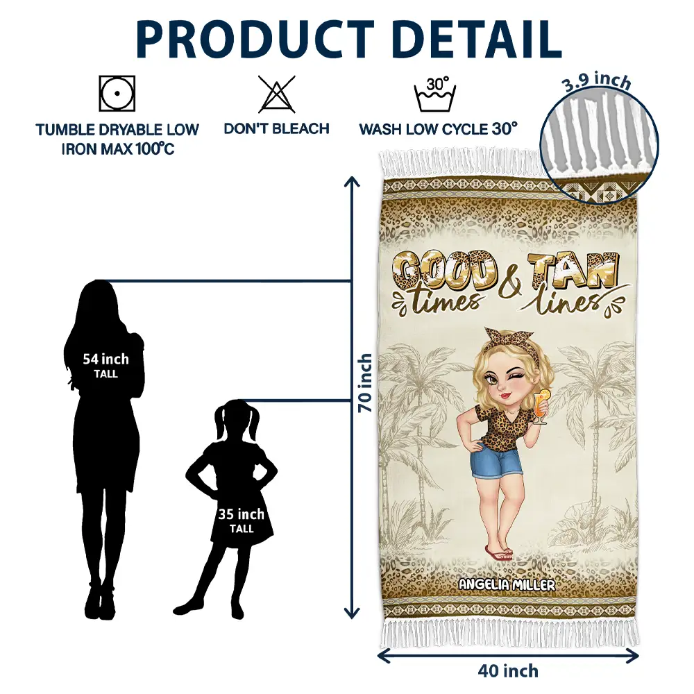 Good Times And Tan Lines - Personalized Turkish Beach Towel - Image 5