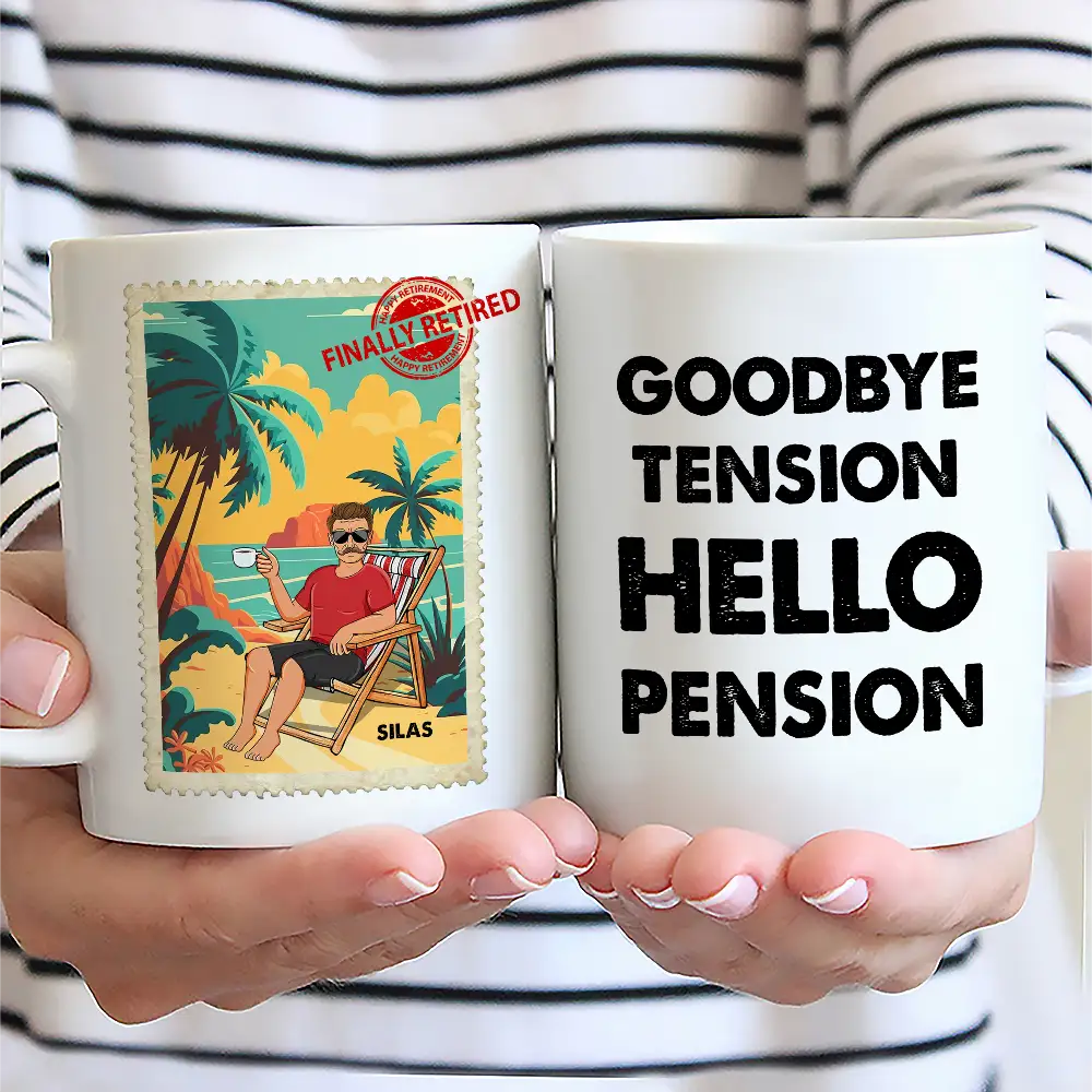 Goodbye Tension Hello Pension - Personalized Mug - Image 2