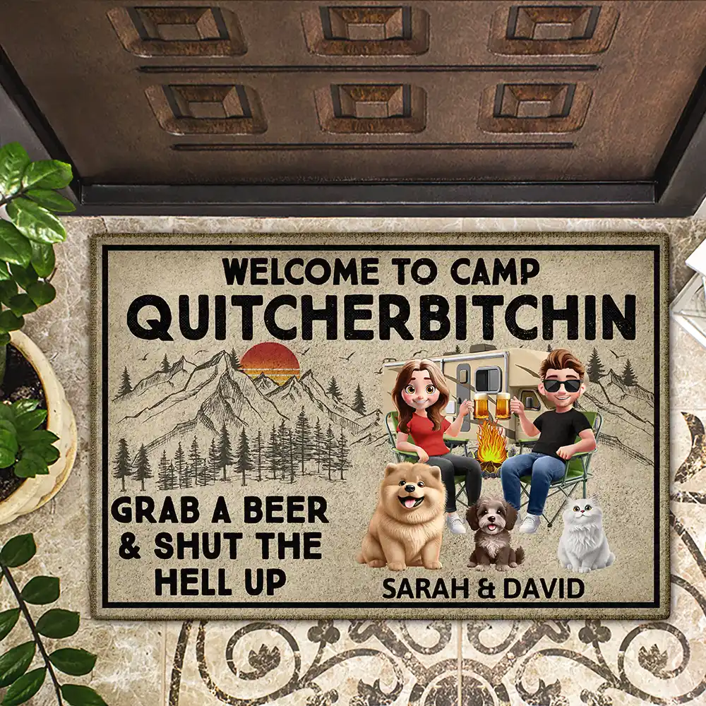 Grab A Beer And Shut The Hell Up Camping - Personalized Doormat - Image 2