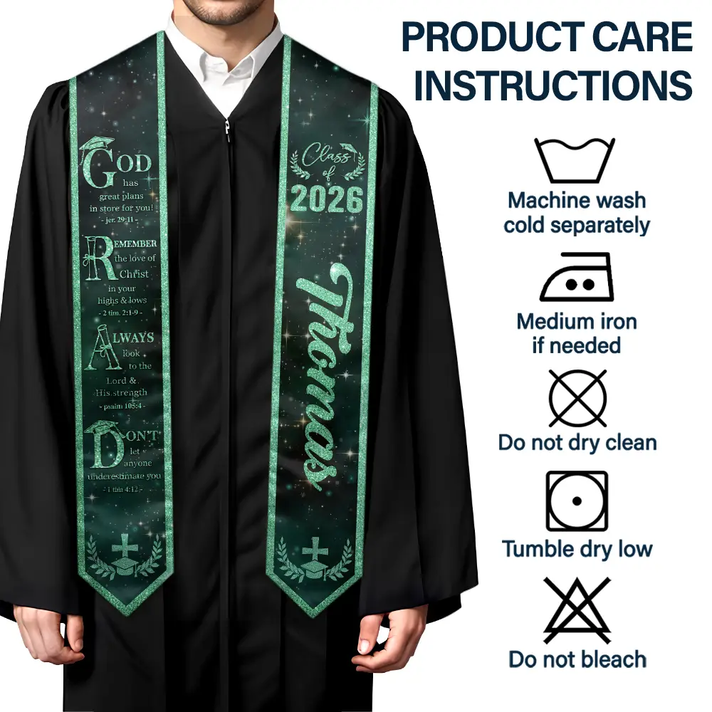 Grad With Words Of Faith And Strength - Personalized Stoles - Image 6