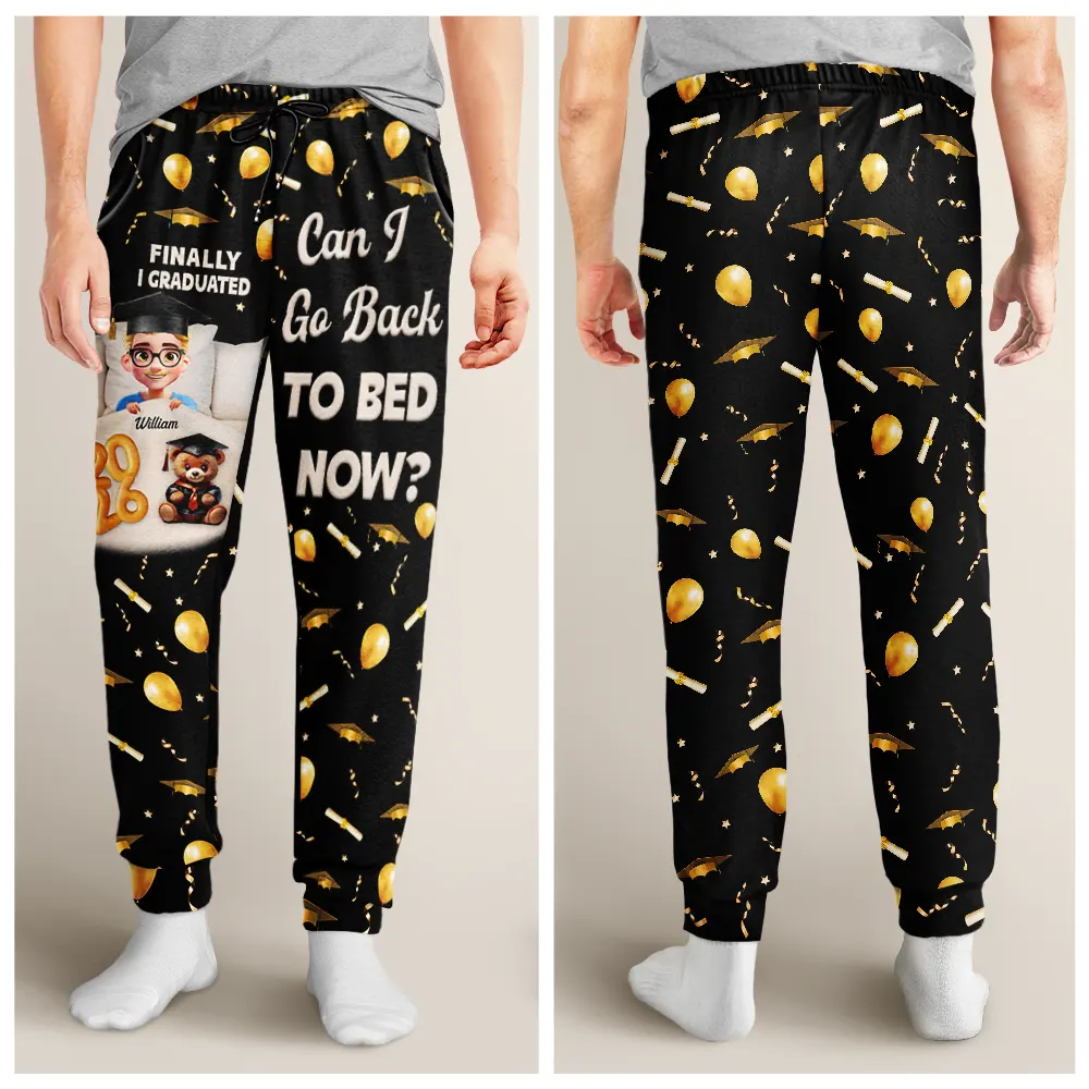 Graduated Can I Go Back To Bed Now - Personalised Pyjama Bottoms - Image 4
