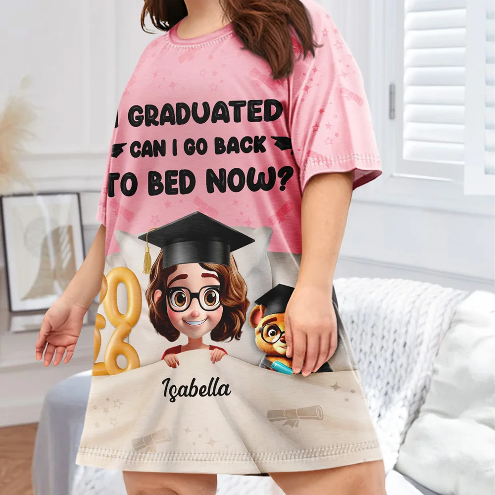 Graduated Can I Go Back To Bed Now - Personalized Women's Sleep Tee - Image 3