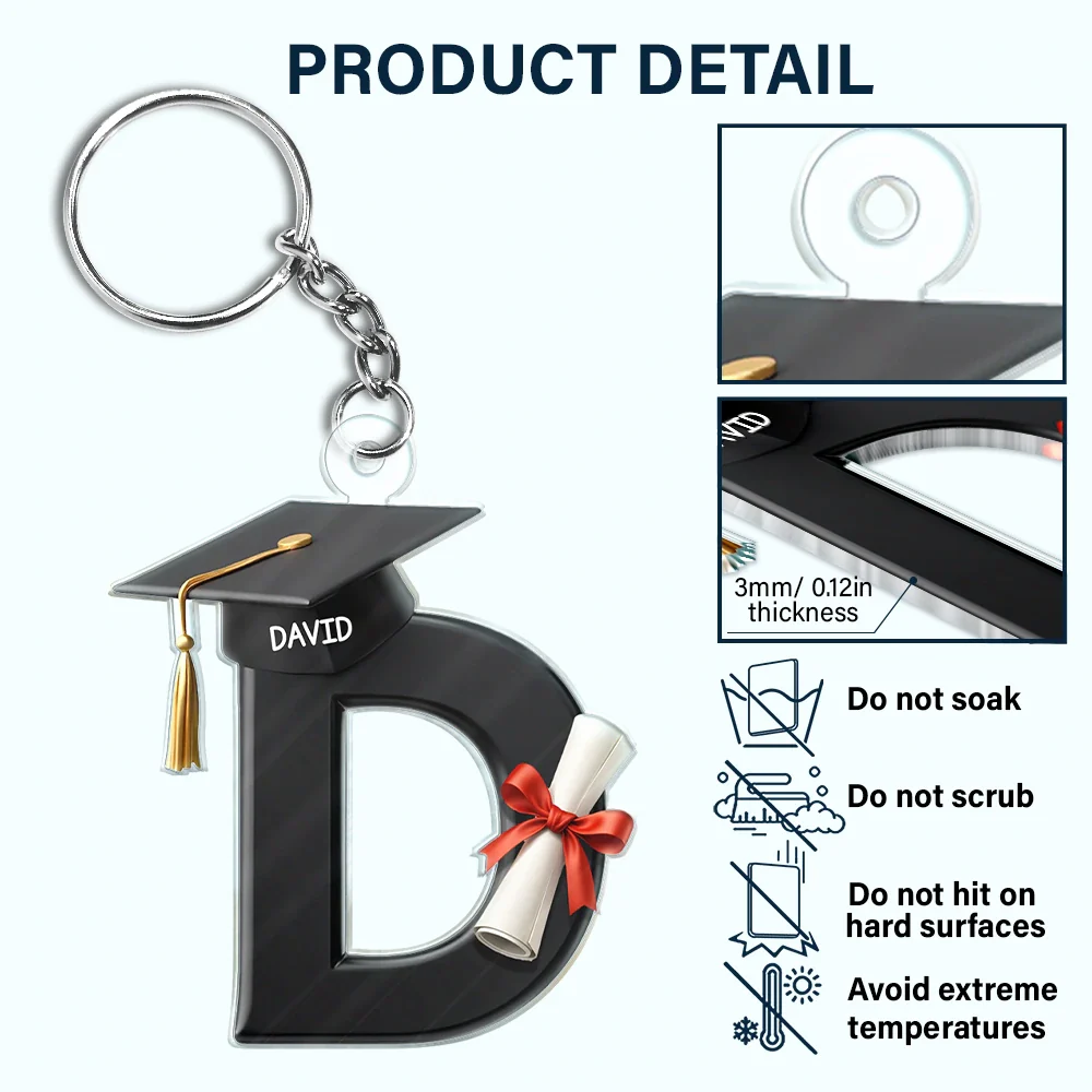Graduation Alphabet With Name - Personalized Acrylic Keychain - Image 6