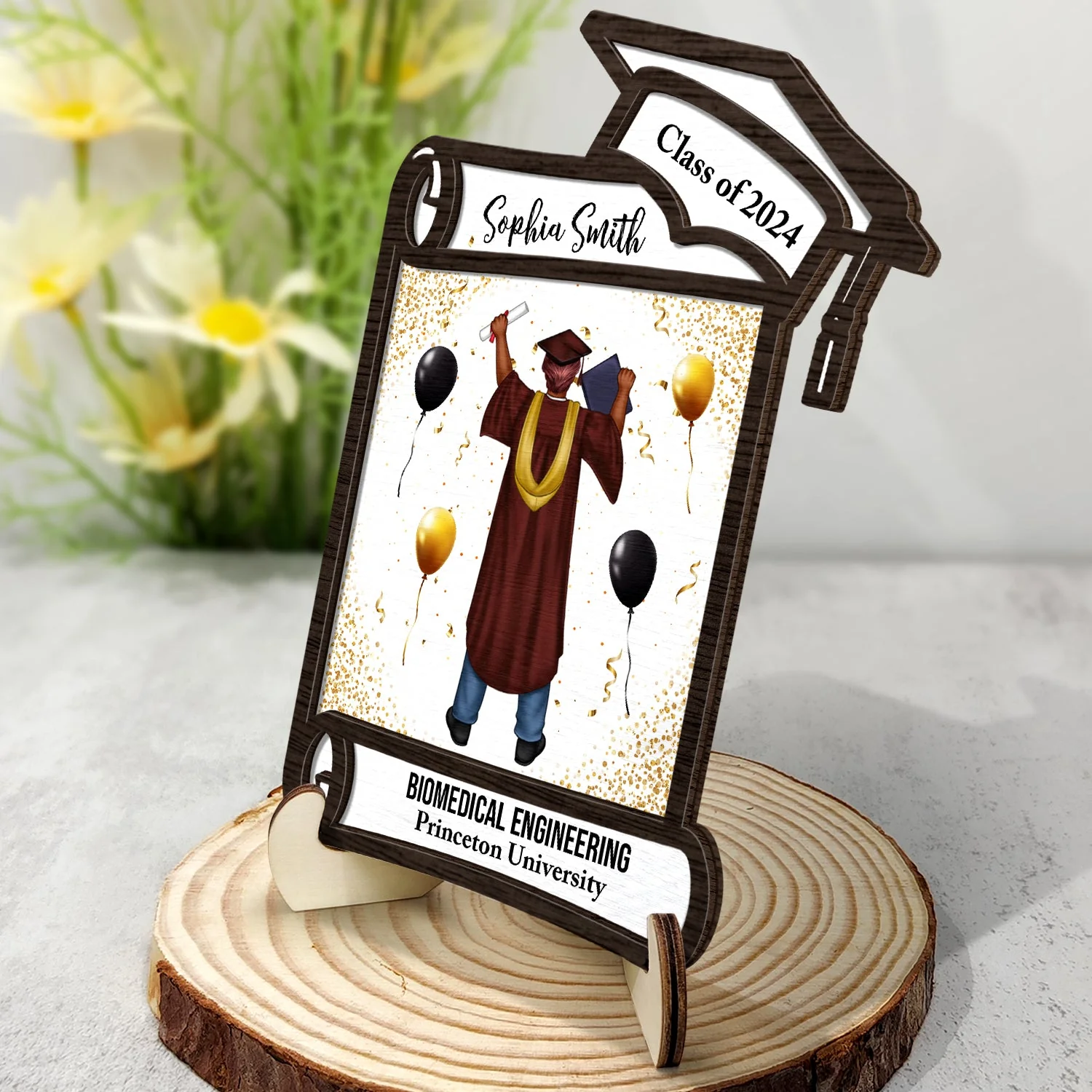 Graduation Appreciation - Graduation Gift For Friends, Family - Personalized 2-Layered Wooden Plaque With Stand - Image 2