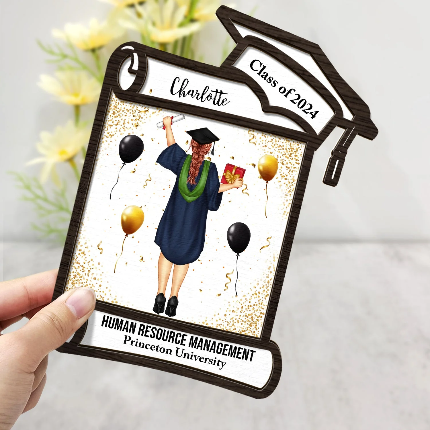 Graduation Appreciation - Graduation Gift For Friends, Family - Personalized 2-Layered Wooden Plaque With Stand - Image 3