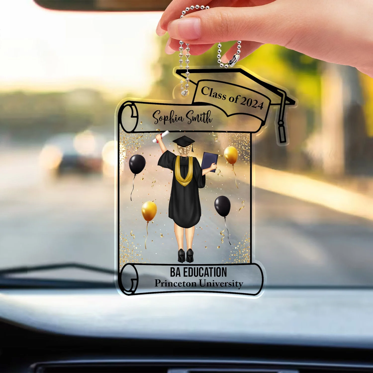 Graduation Appreciation - Graduation Gift For Friends, Family - Personalized Acrylic Car Hanger - Image 3