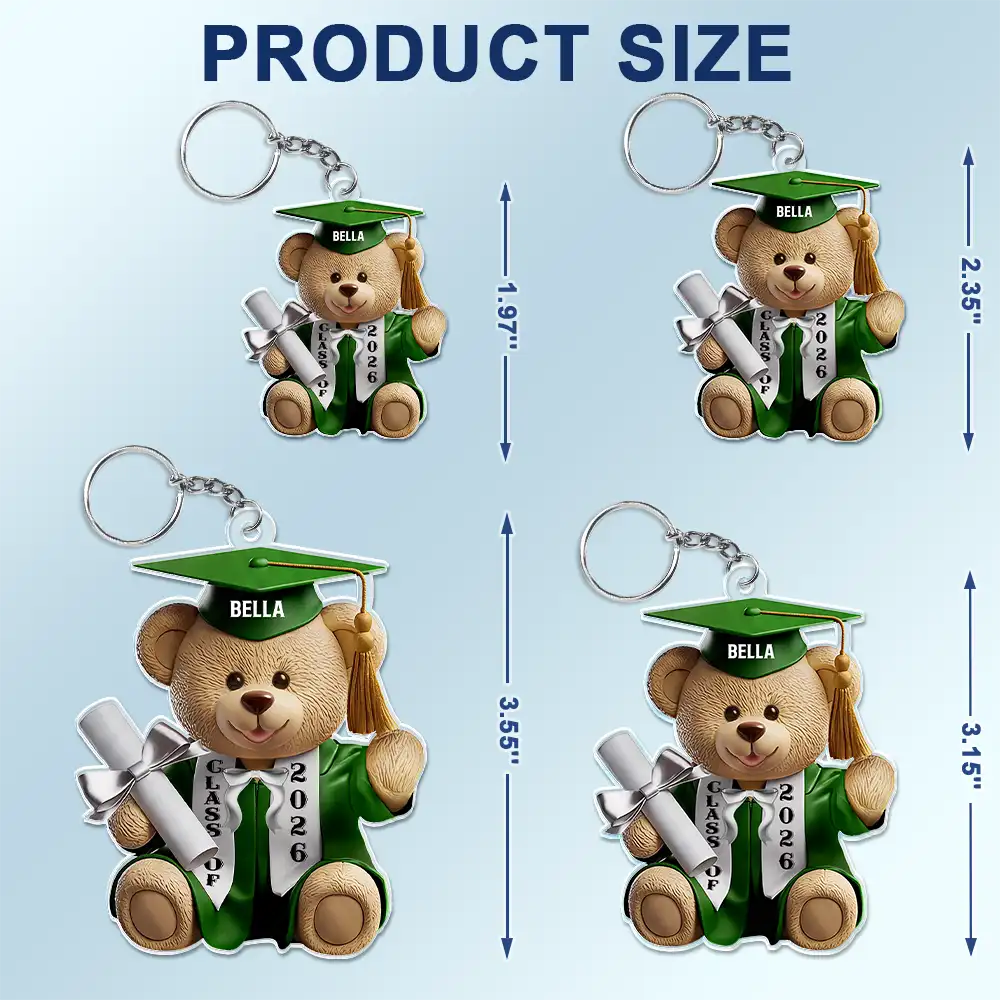 Graduation Bear 3D Effect - Personalized Acrylic Keychain - Image 5