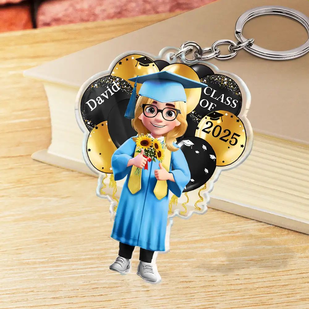 Graduation Celebration Balloons Cute 3D Effect - Personalized Acrylic Keychain - Image 2