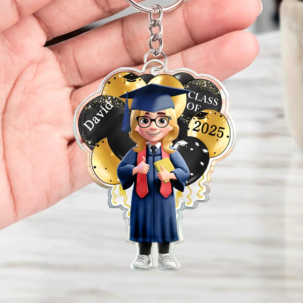 Graduation Celebration Balloons Cute 3D Effect - Personalized Acrylic Keychain - Image 4