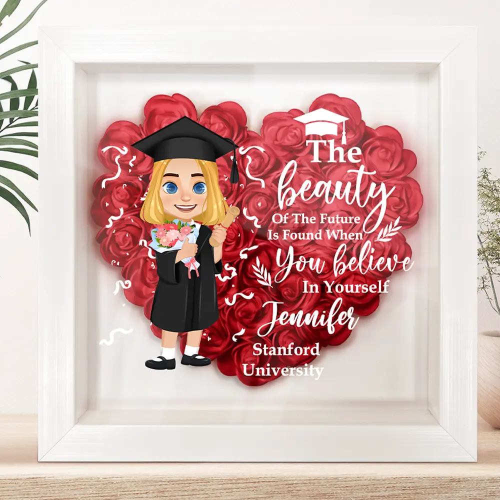 Graduation Celebration The Beauty Of The Future - Personalized Flower Shadow Box
