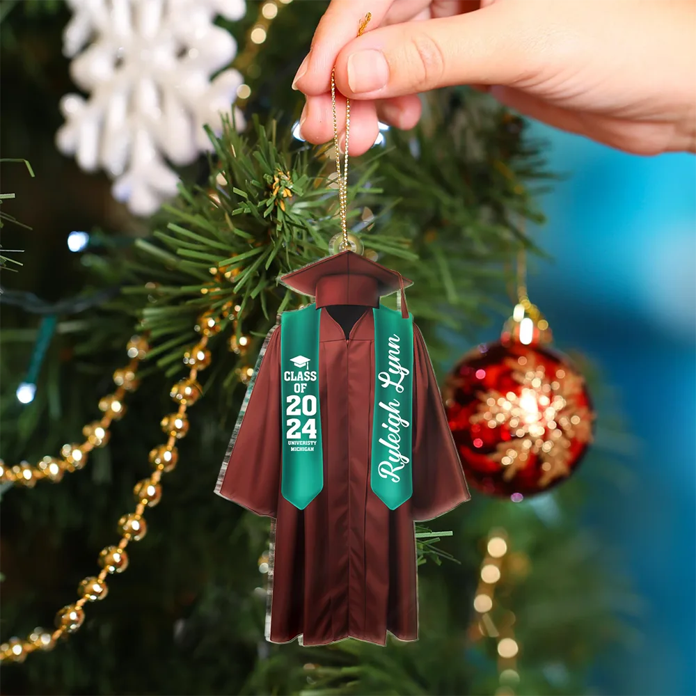 Graduation Gown - Personalized Custom Shaped Acrylic Ornament - Image 4