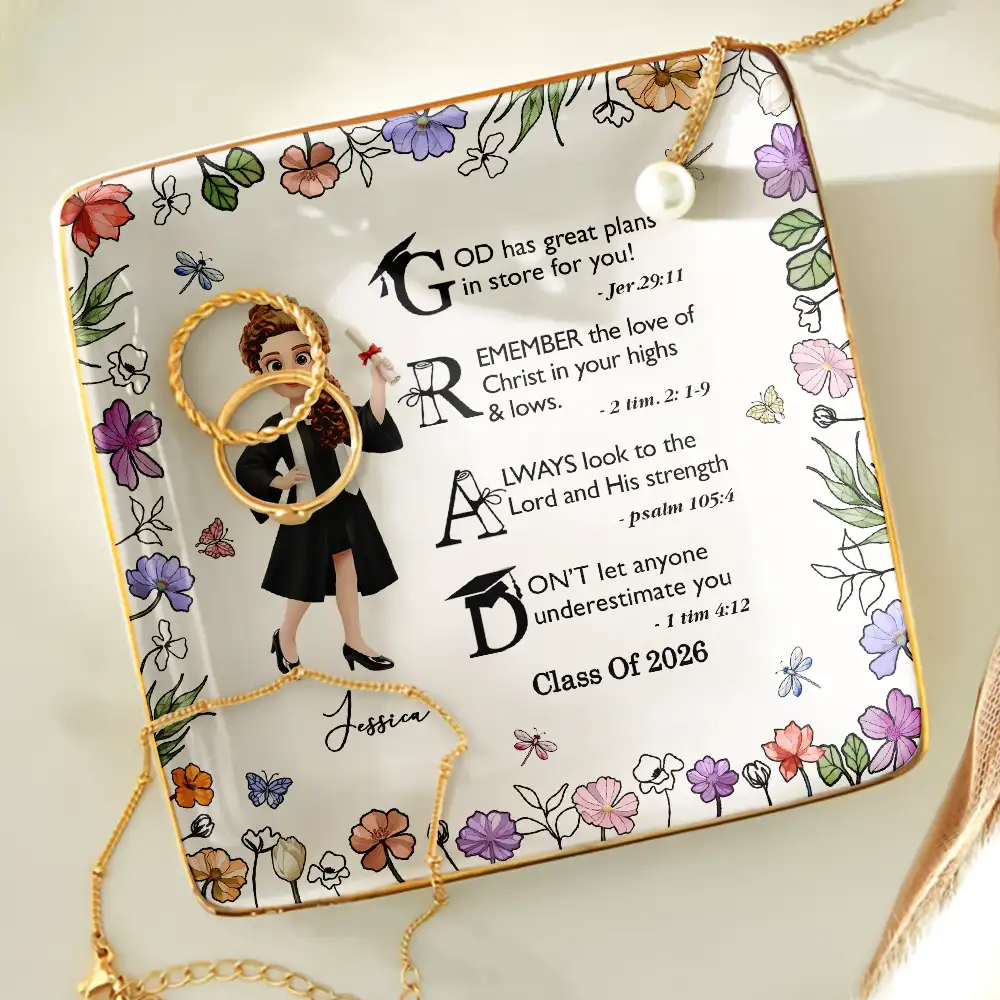 Graduation Motivation God Has Great Plans For You - Personalized Ring Dish - Image 4