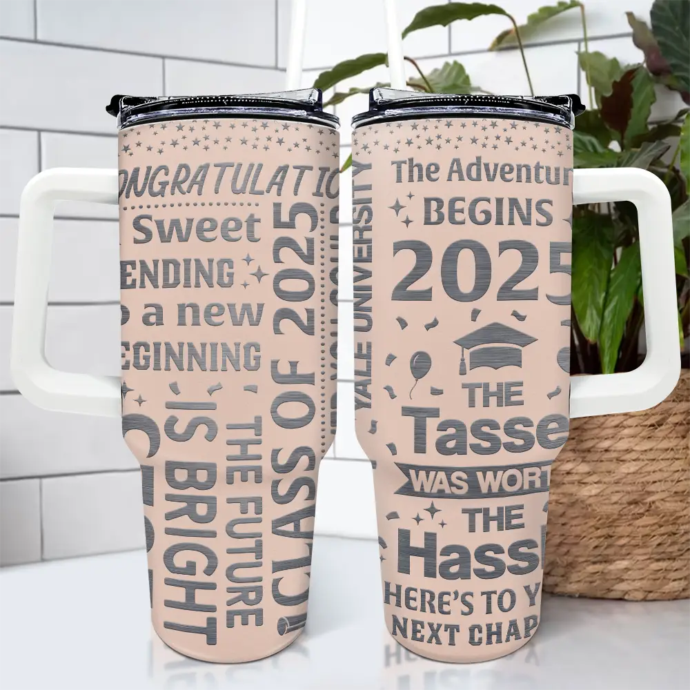Graduation The Adventure Begins - Personalized 40oz Tumbler With Straw - Image 4