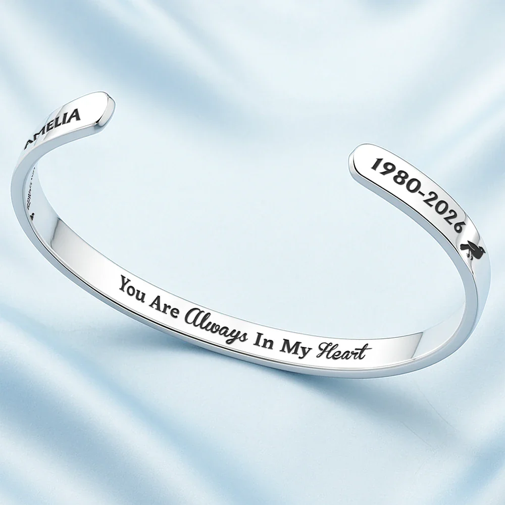 Graduation Walking Beside You Memorial - Personalized Bangle Bracelet Cuff - Image 3