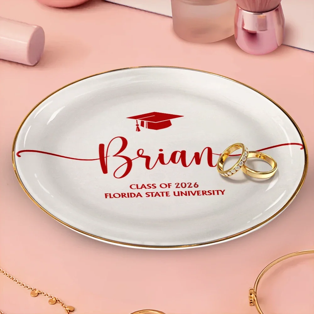 Graduation Your Name School Year - Personalized Round Ring Dish - Image 3