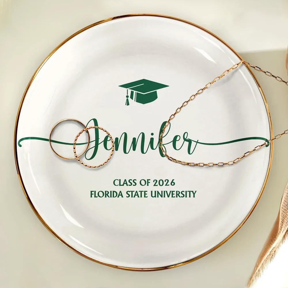 Graduation Your Name School Year - Personalized Round Ring Dish - Image 4