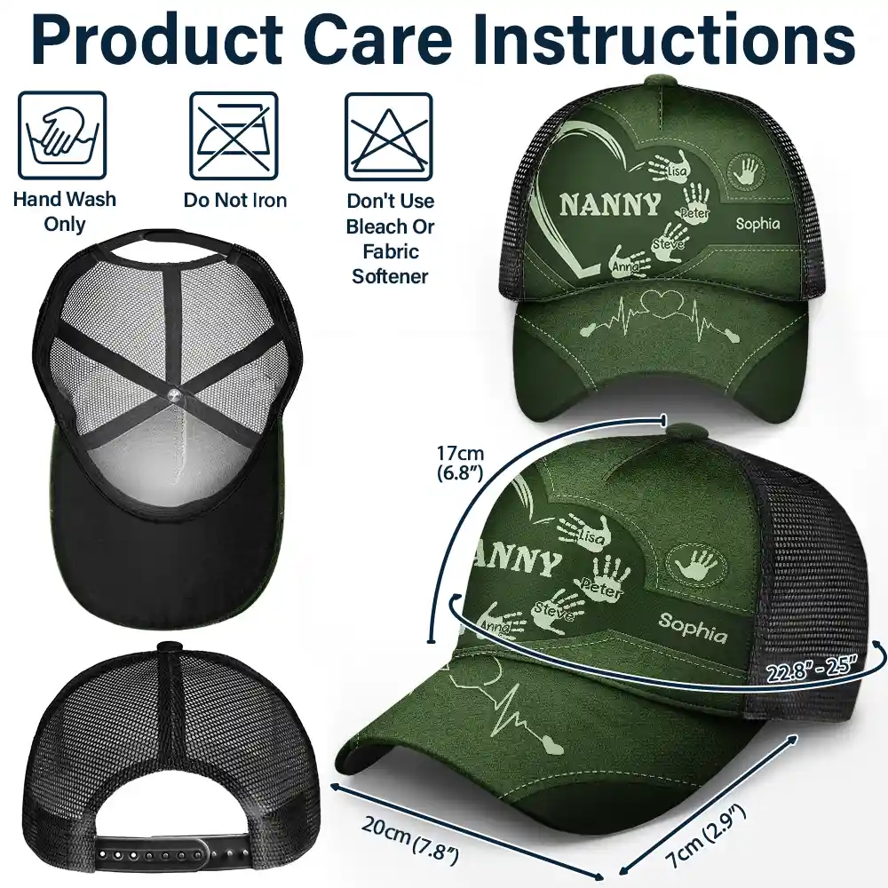 Grandad Dad Mum Kids Handprints - Personalised Trucker Cap - Image 4