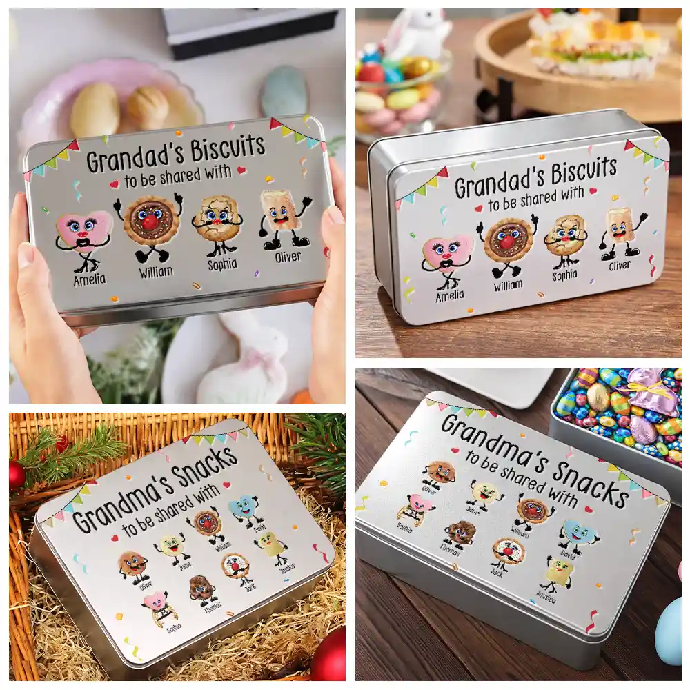 Grandad's Biscuits To Be Shared With The Grandkids - Personalized Metal Biscuit Tin - Image 6