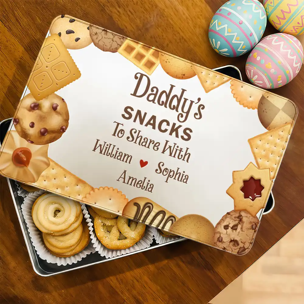 Grandad's Snacks To Share With The Grandkids - Personalized Metal Biscuit Tin - Image 2