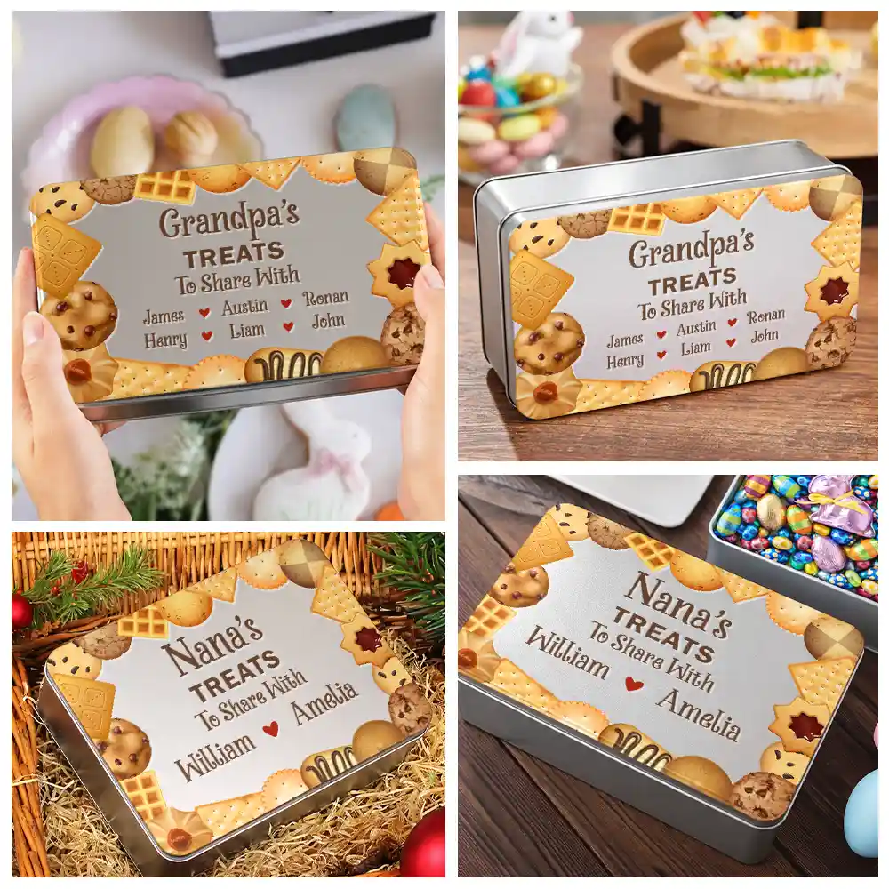 Grandad's Snacks To Share With The Grandkids - Personalized Metal Biscuit Tin - Image 6