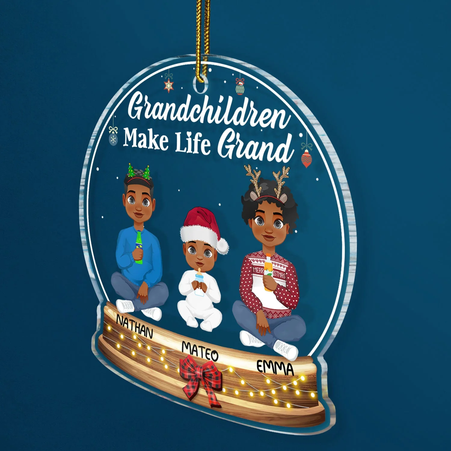 Grandchildren Make Life Grand Flat Art - Christmas, Loving Gift For Grandpa, Grandma, Grandparents - Personalized Custom Shaped Acrylic Ornament - Image 2